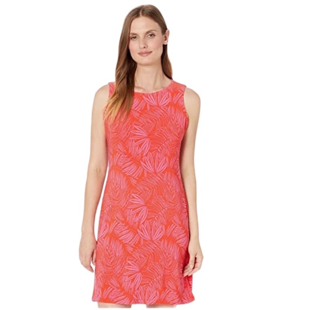 NWT Tommy Hilfiger Palm Pattern Dress  Red Pink SZ-12